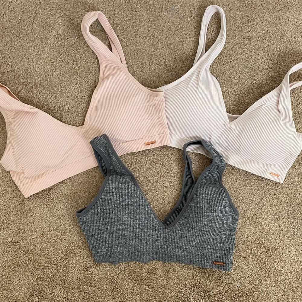 Women’s Large Danskin intimates Bralettes Bundle gray pink padded stretch